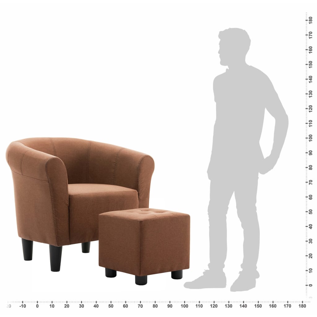 2-tlg. Sessel und Hocker Set Braun Stoff