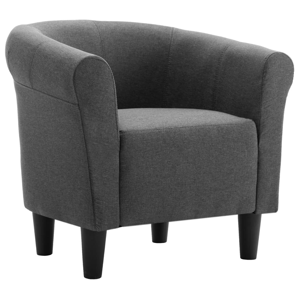 2-tlg. Sessel und Hocker Set Dunkelgrau Stoff