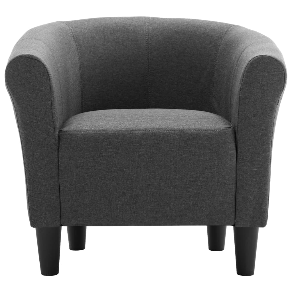 2-tlg. Sessel und Hocker Set Dunkelgrau Stoff