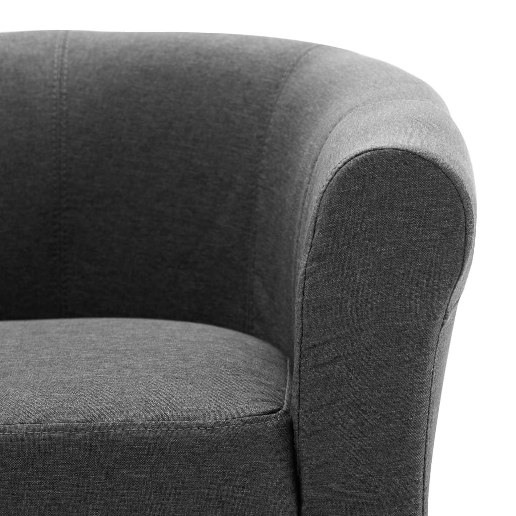 2-tlg. Sessel und Hocker Set Dunkelgrau Stoff