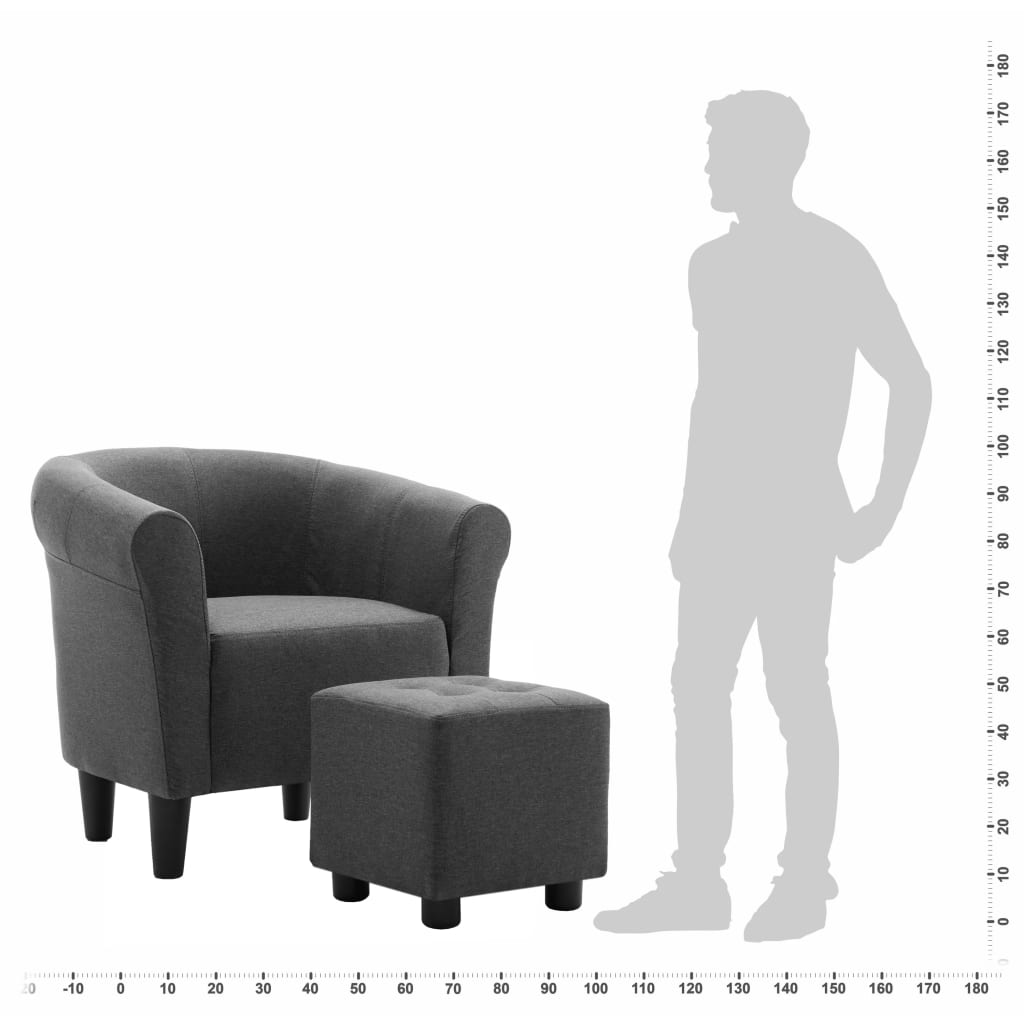 2-tlg. Sessel und Hocker Set Dunkelgrau Stoff