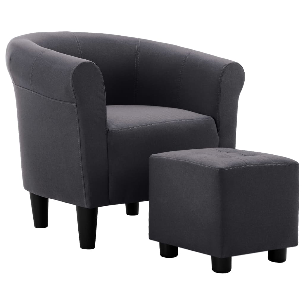 2-tlg. Sessel und Hocker Set Schwarz Stoff