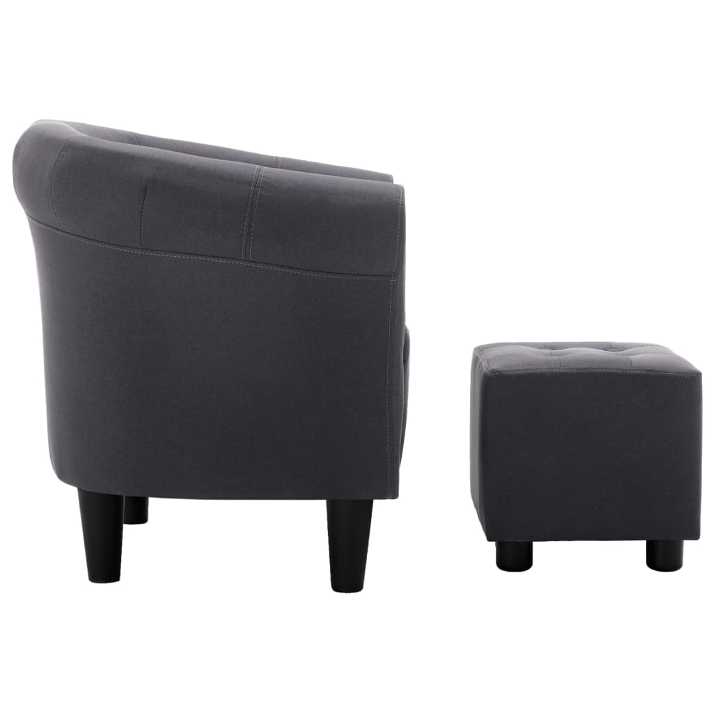 2-tlg. Sessel und Hocker Set Schwarz Stoff