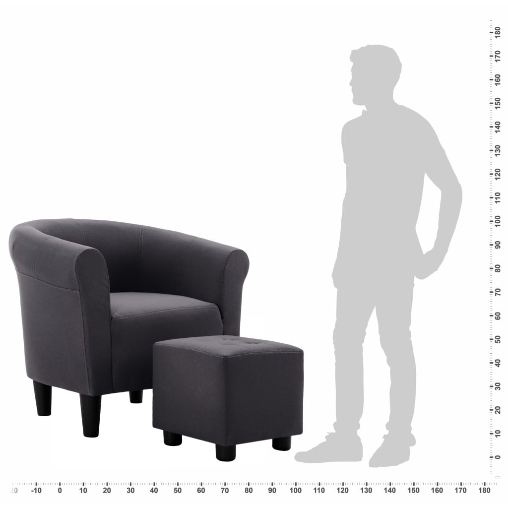 2-tlg. Sessel und Hocker Set Schwarz Stoff