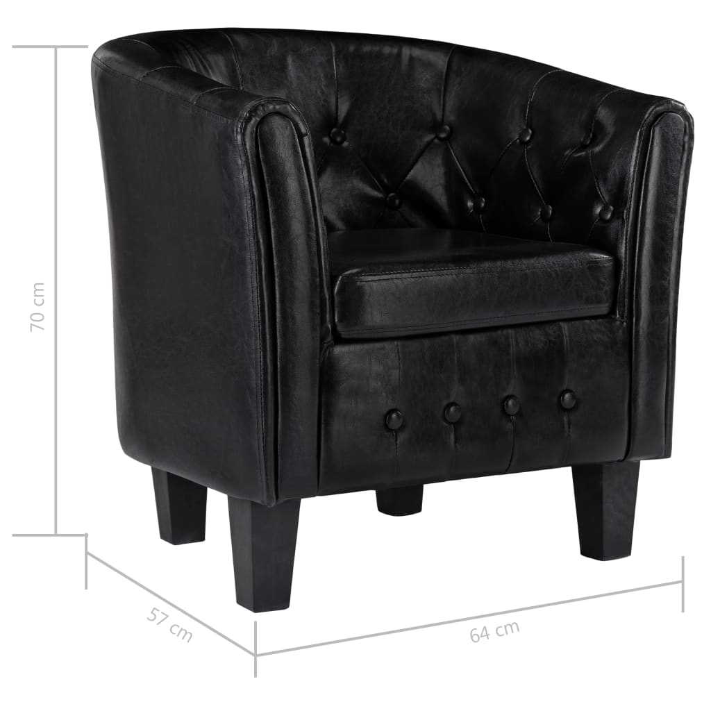 Clubsessel Schwarz Kunstleder