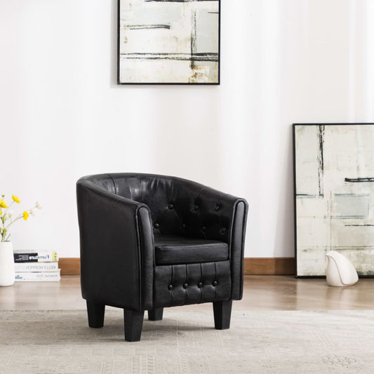 Clubsessel Schwarz Kunstleder