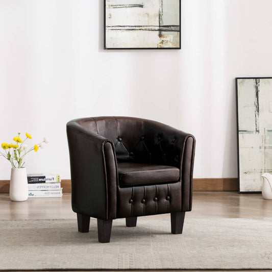 Clubsessel Braun Kunstleder