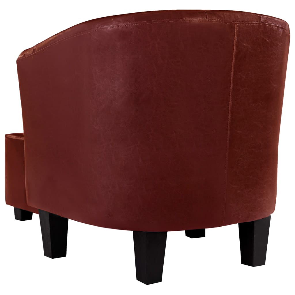 Sessel mit Fußhocker Weinrot Kunstleder