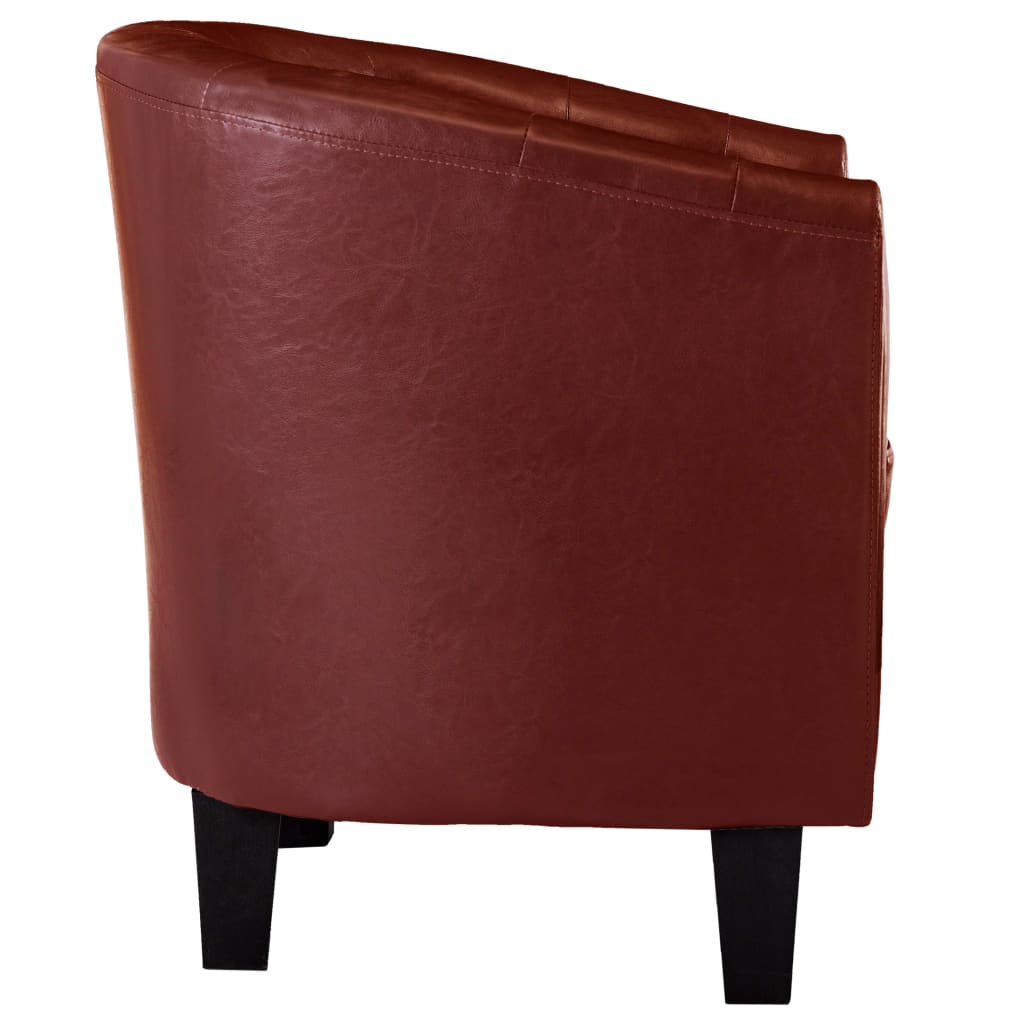 Sessel mit Fußhocker Weinrot Kunstleder