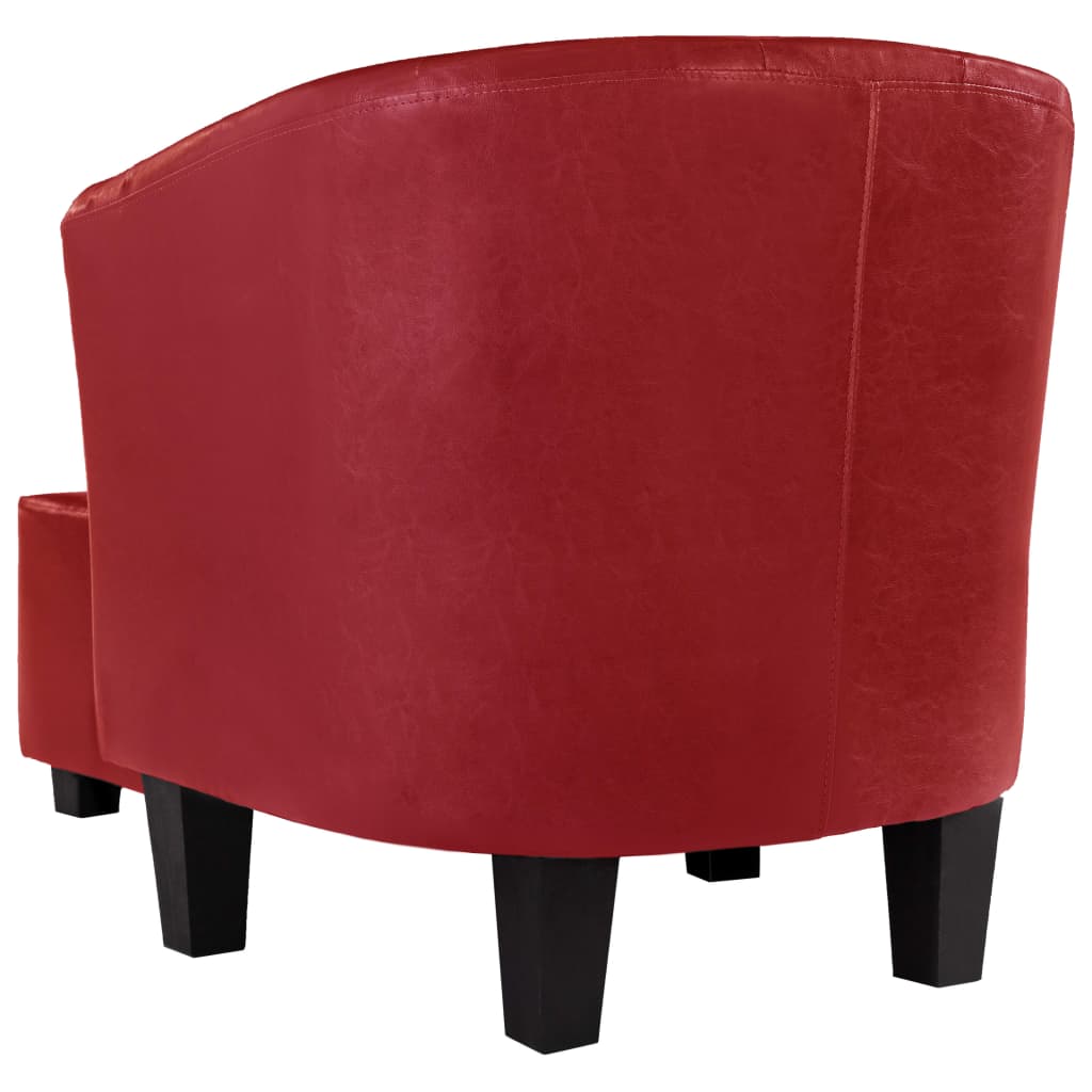 Sessel mit Fußhocker Rot Kunstleder