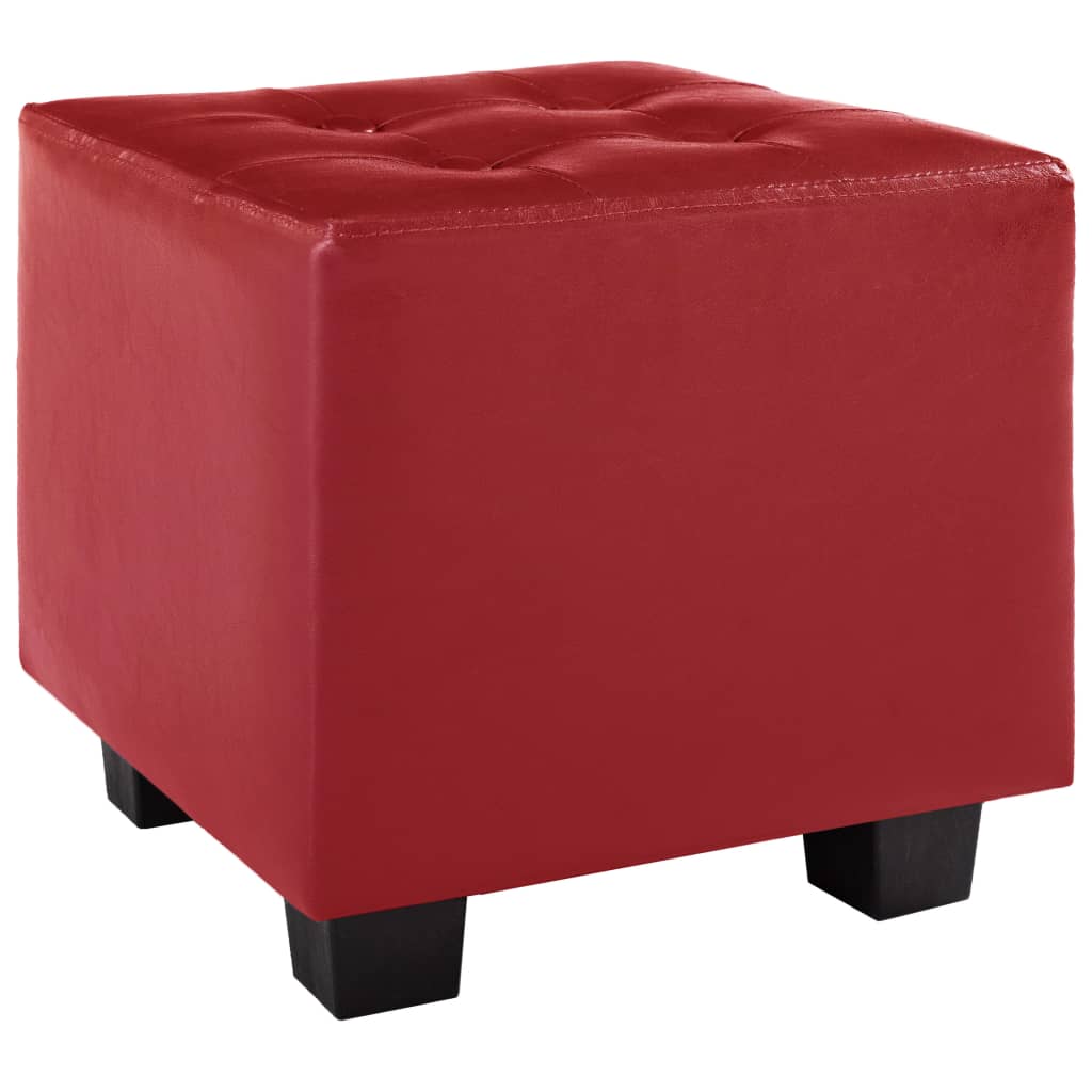 Sessel mit Fußhocker Rot Kunstleder