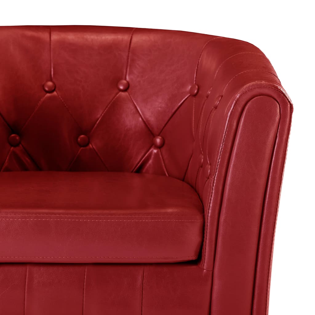 Sessel mit Fußhocker Rot Kunstleder