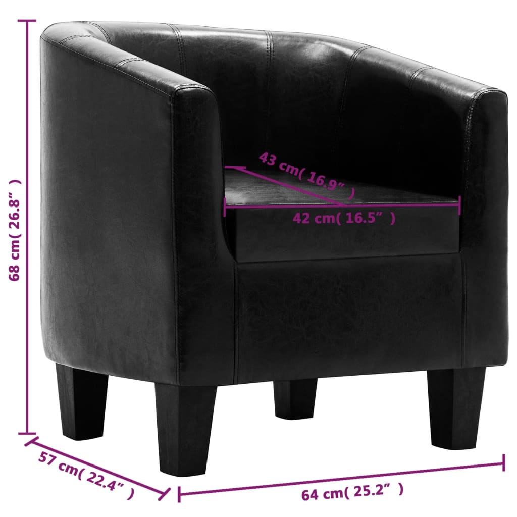 Sessel Schwarz Kunstleder