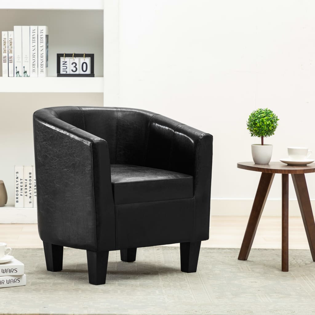 Sessel Schwarz Kunstleder