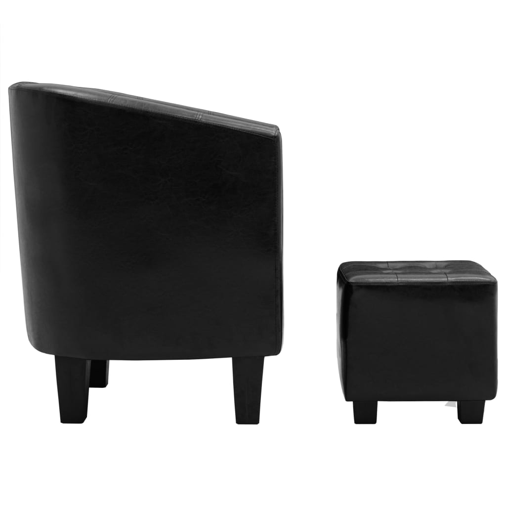 Sessel mit Fußhocker Schwarz Kunstleder