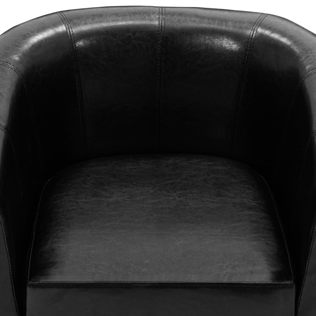 Sessel mit Fußhocker Schwarz Kunstleder