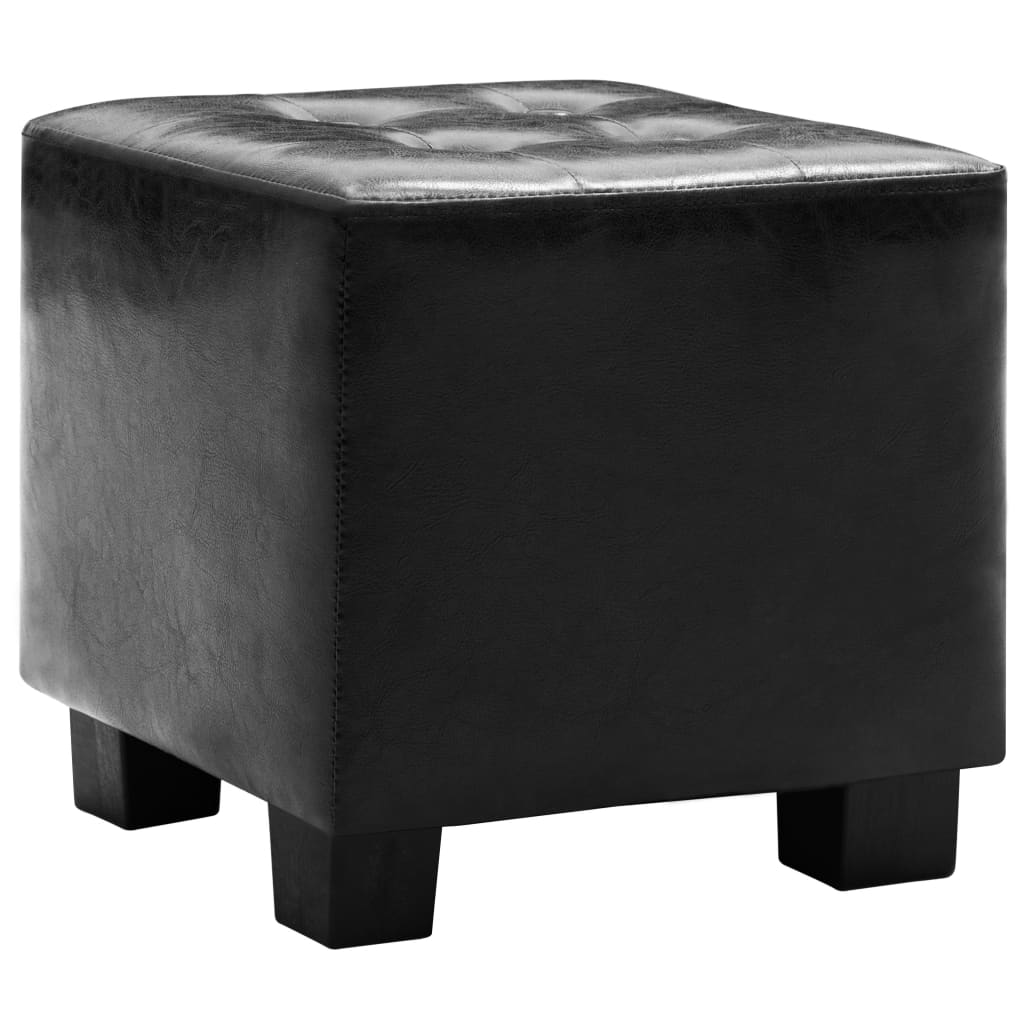 Sessel mit Fußhocker Schwarz Kunstleder