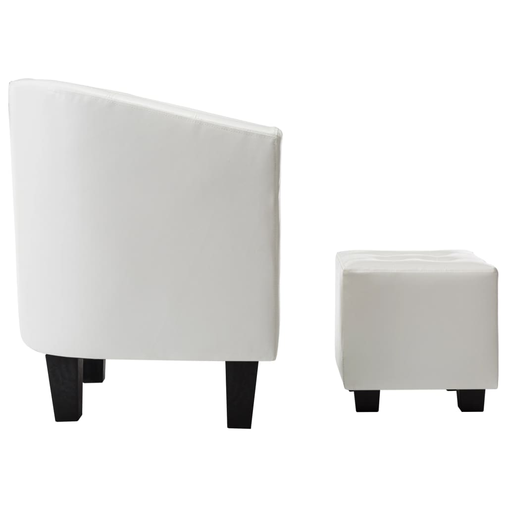 Sessel mit Fußhocker Weiß Kunstleder