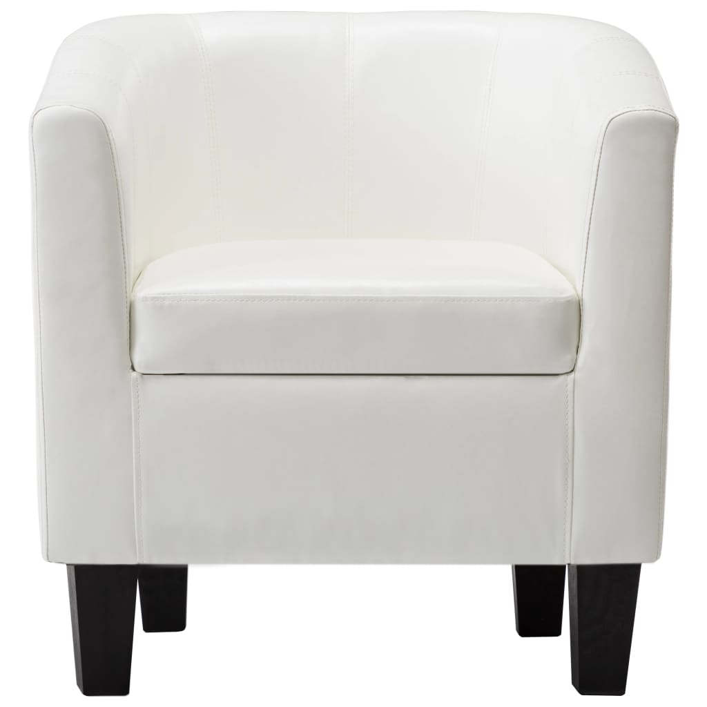 Sessel mit Fußhocker Weiß Kunstleder