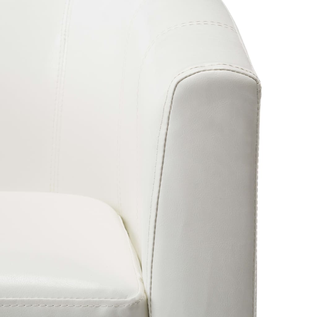 Sessel mit Fußhocker Weiß Kunstleder