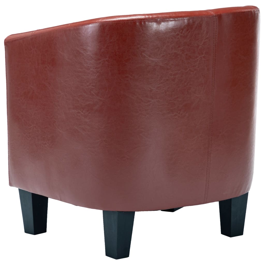 Sessel mit Fußhocker Weinrot Kunstleder