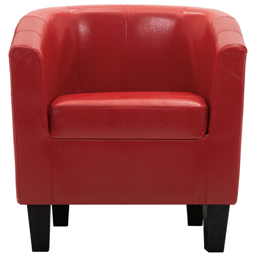 Sessel mit Fußhocker Rot Kunstleder