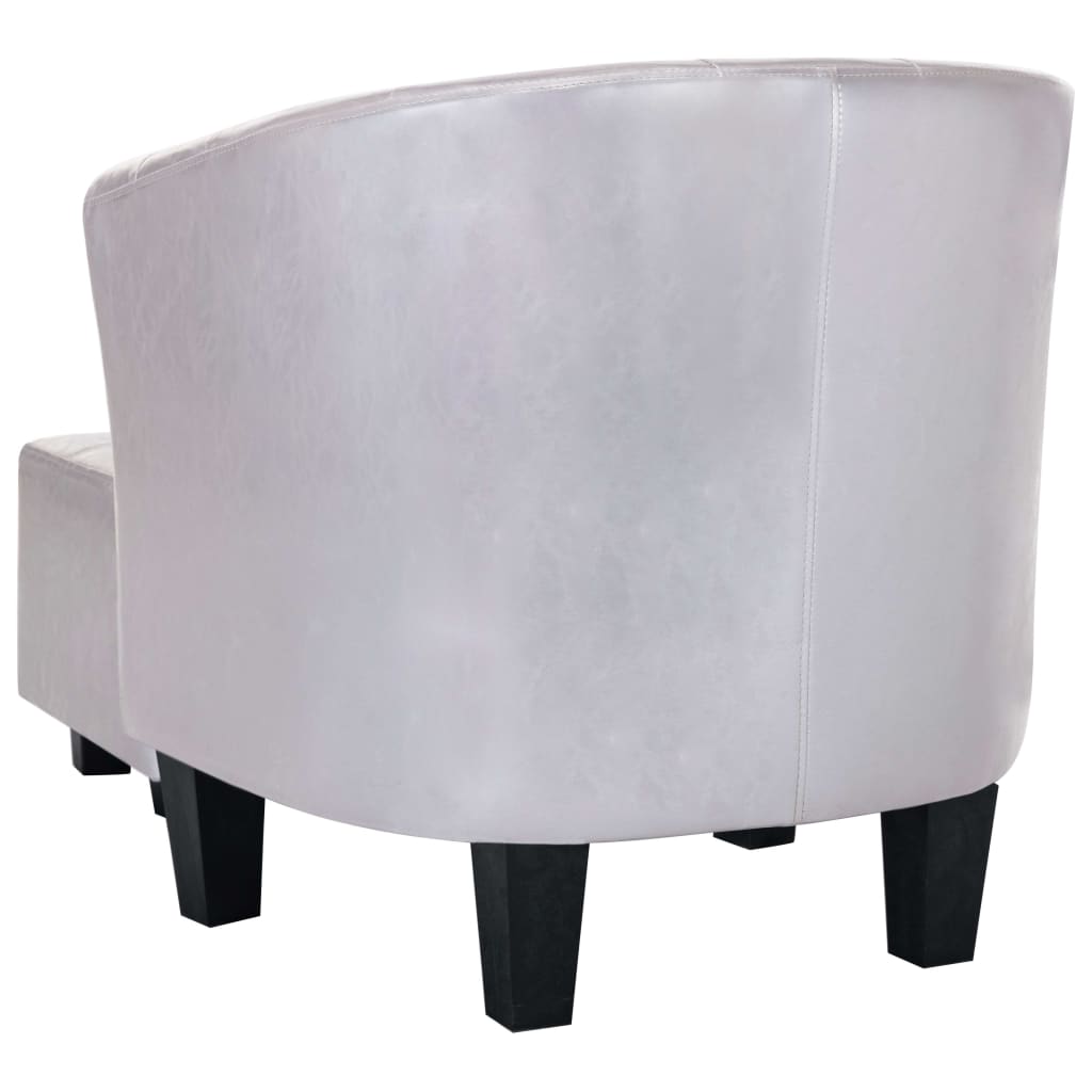 Clubsessel mit Hocker Glänzendes Silbern Kunstleder