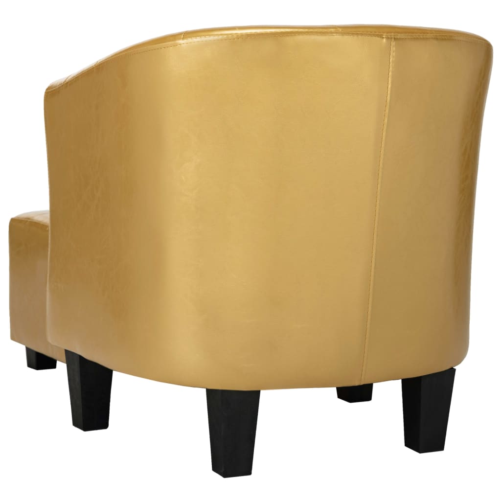 Sessel mit Fußhocker Glänzendes Golden Kunstleder
