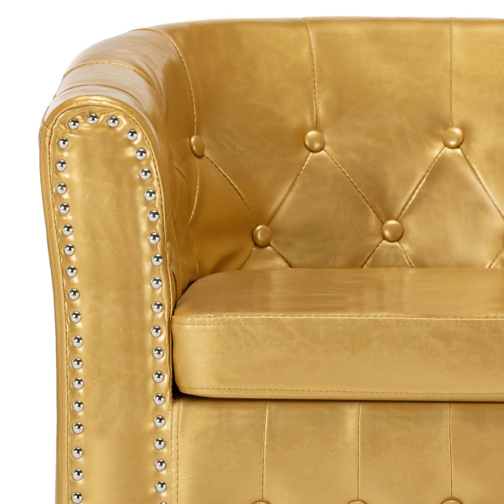Sessel mit Fußhocker Glänzendes Golden Kunstleder