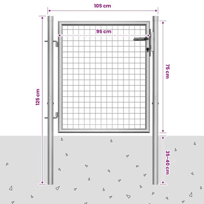 Gartentor verzinkter Stahl 105x75 cm Silber