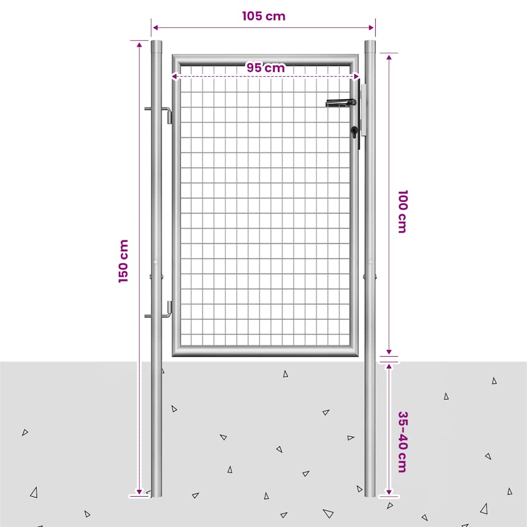 Gartentor verzinkter Stahl 105x100 cm Silber