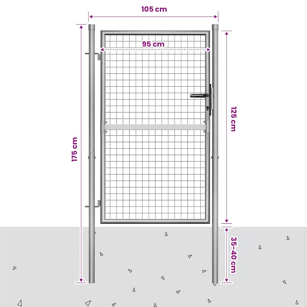 Gartentor verzinkter Stahl 105x125 cm Silber