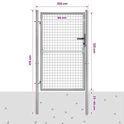 Gartentor verzinkter Stahl 105x125 cm Silber