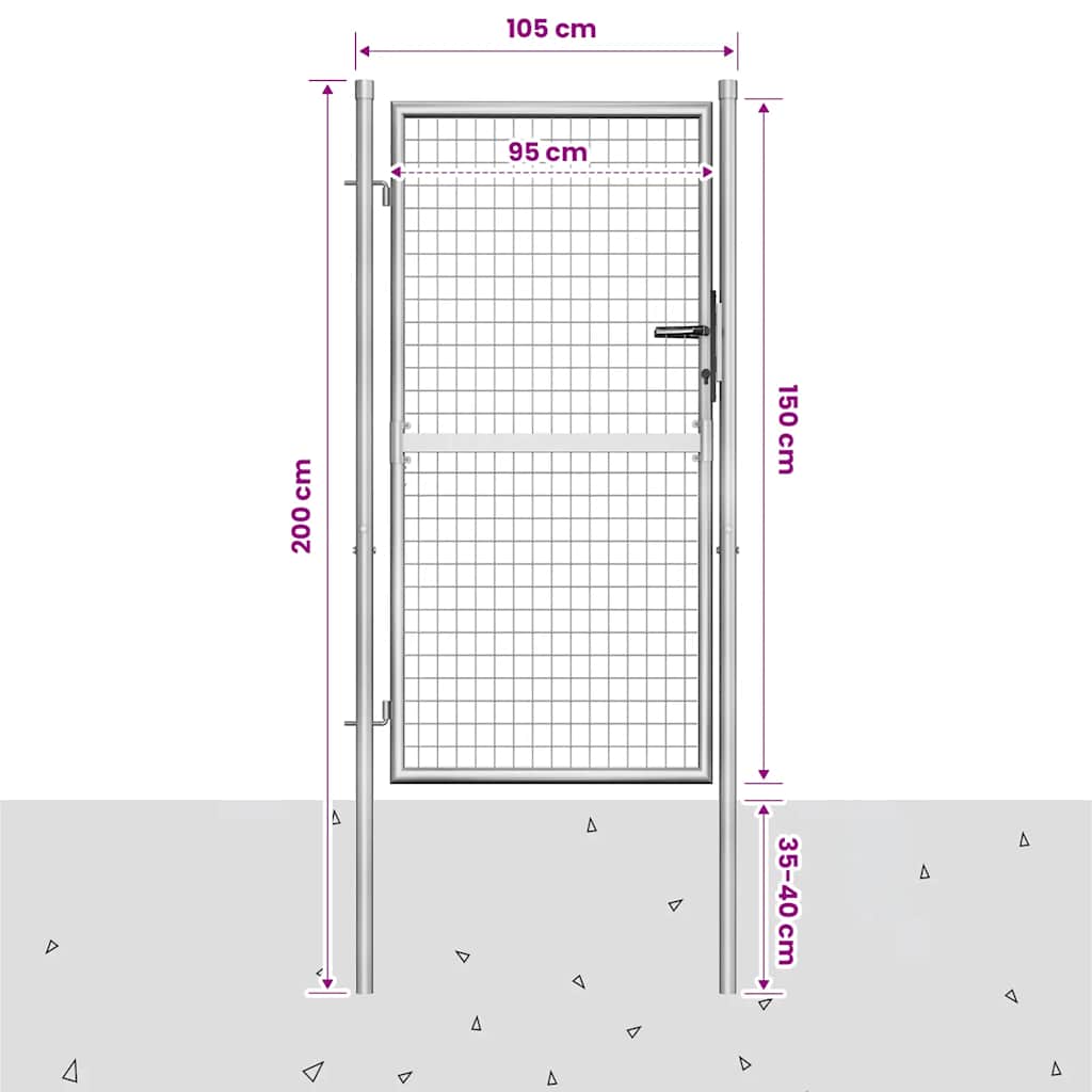 Gartentor verzinkter Stahl 105x150 cm Silber