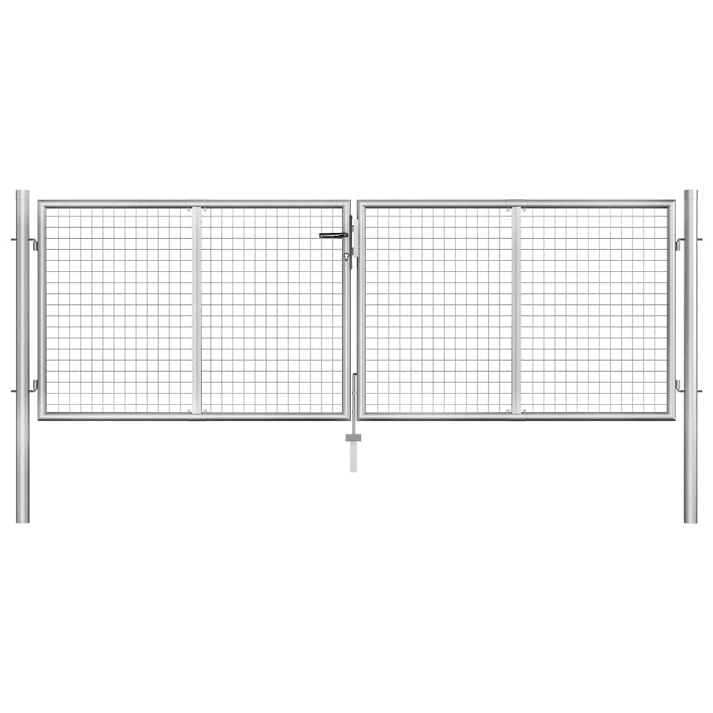Gartentor verzinkter Stahl 306x75 cm Silber