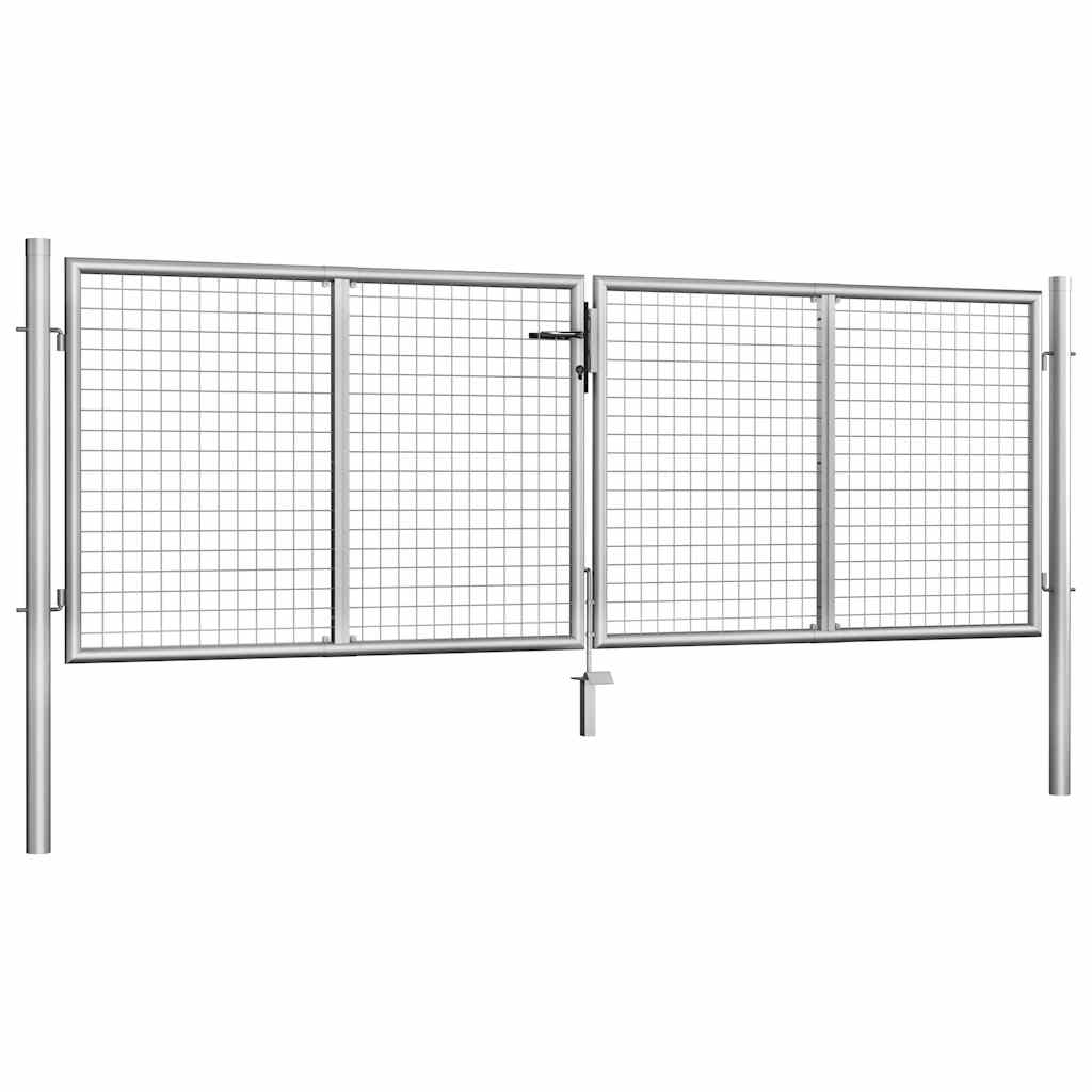 Gartentor verzinkter Stahl 306x75 cm Silber