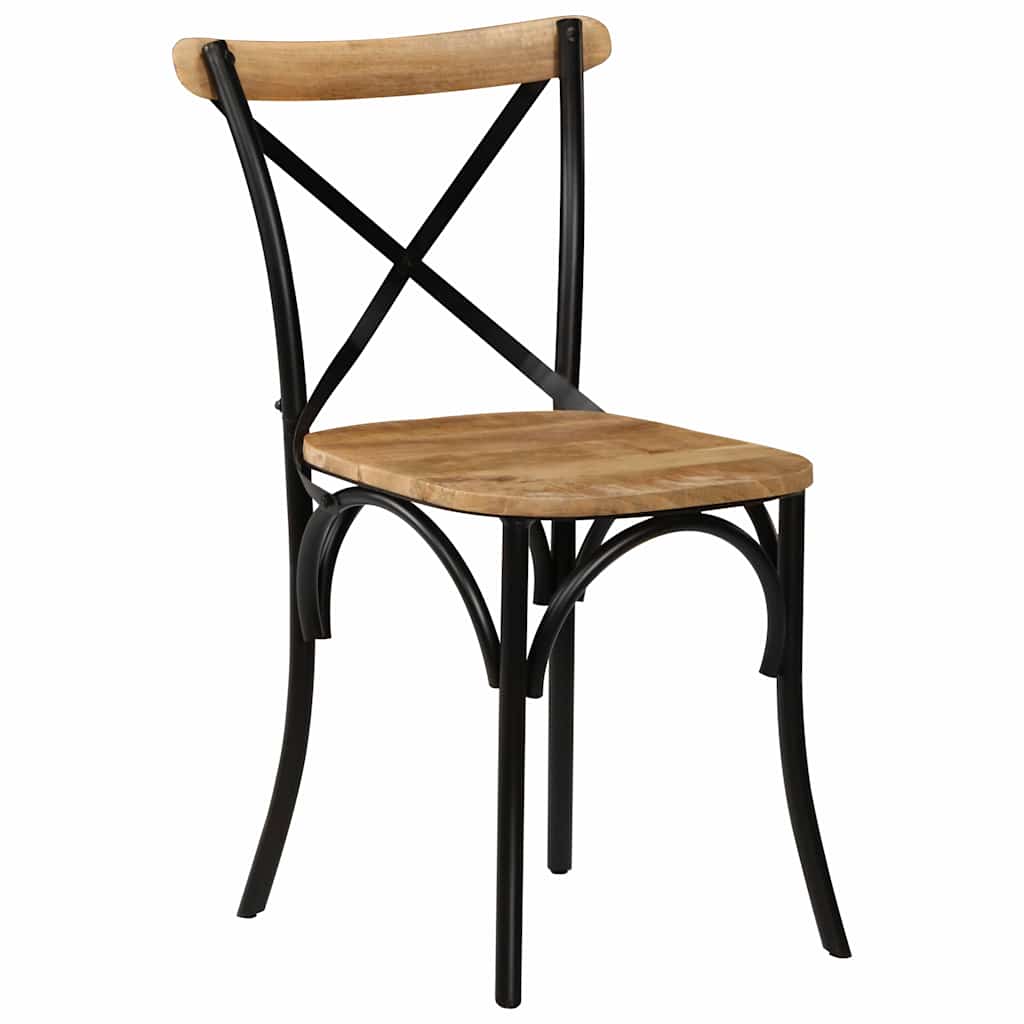 Kreuzstühle 2 Stk. Schwarz Massivholz Mango