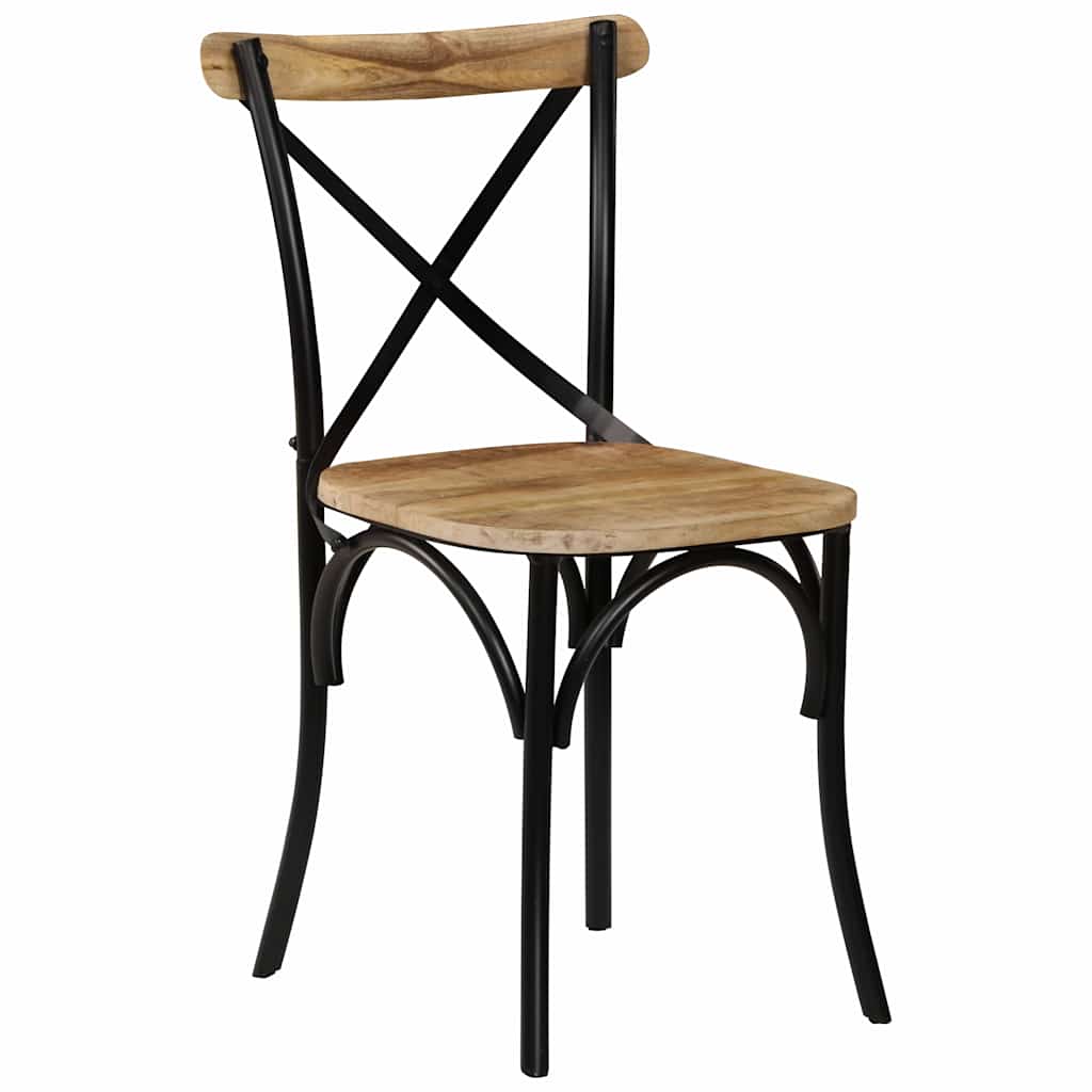Kreuzstühle 2 Stk. Schwarz Massivholz Mango