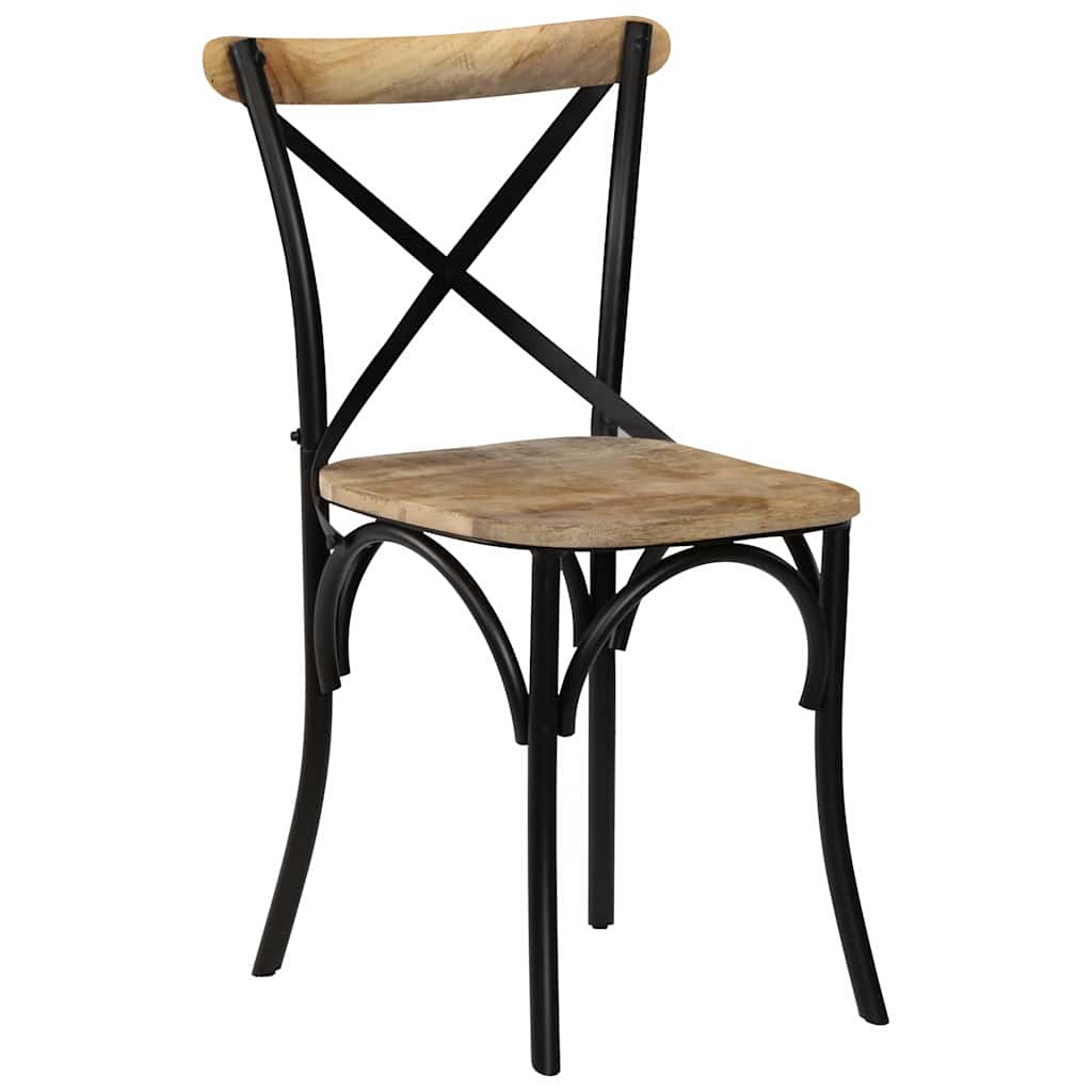 Kreuzstühle 2 Stk. Schwarz Massivholz Mango
