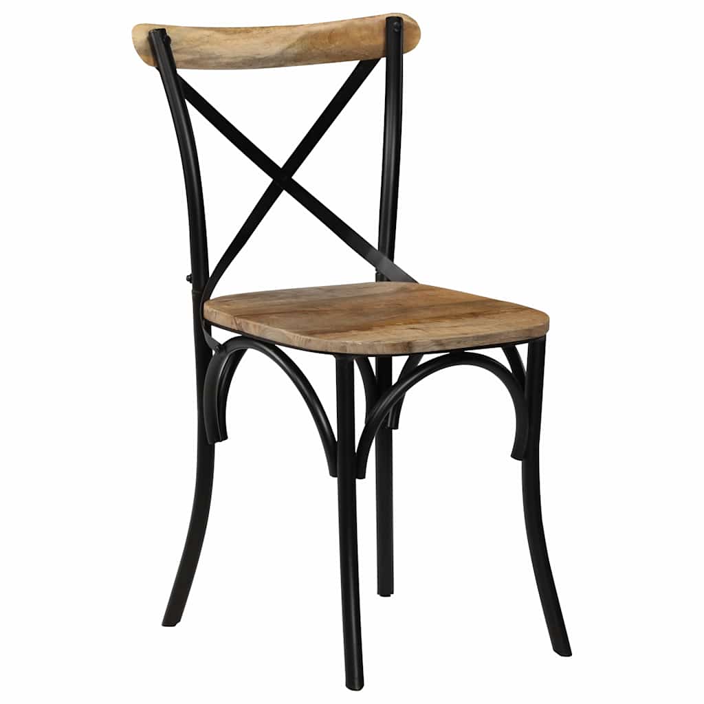 Kreuzstühle 2 Stk. Schwarz Massivholz Mango
