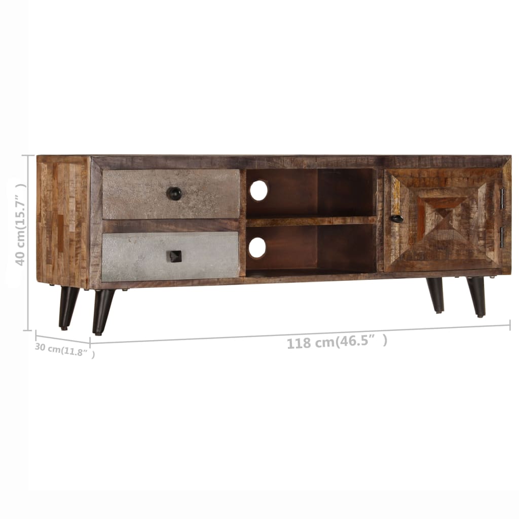 TV-Schrank 118x30x40 cm Massivholz Mango