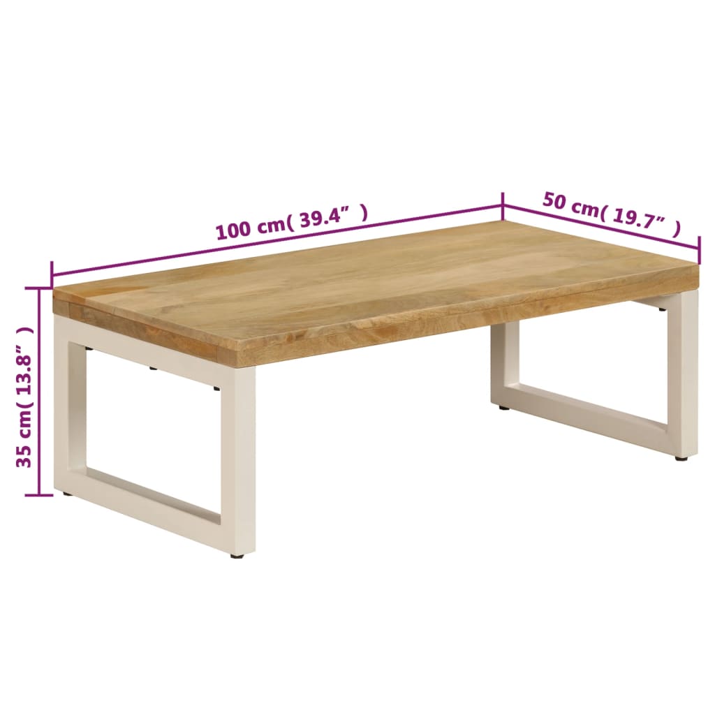 Coffee table 100x50x35 cm solid mango wood and steel