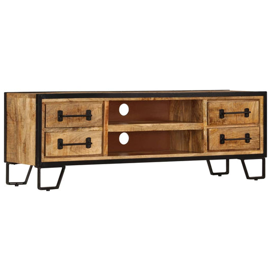 Meuble TV avec tiroirs 120x30x40 cm en bois de manguier massif