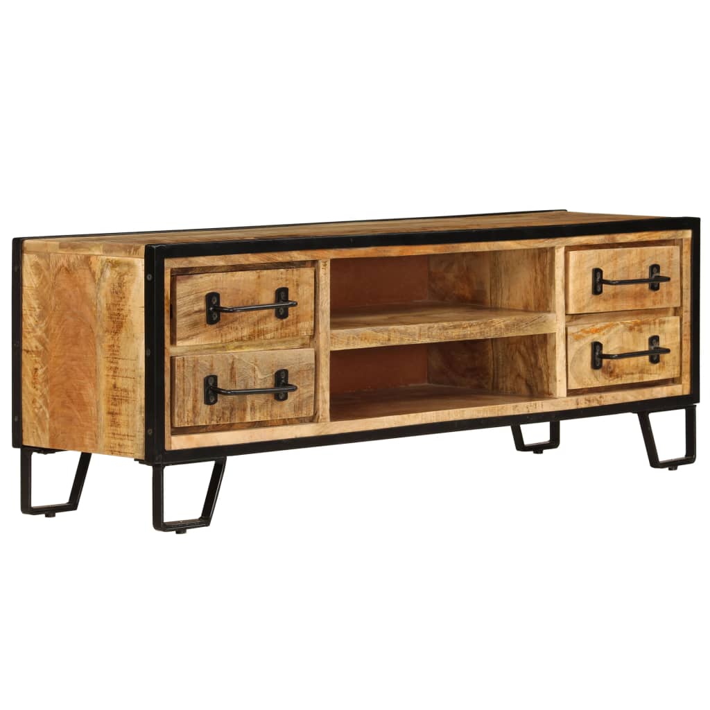Meuble TV avec tiroirs 120x30x40 cm en bois de manguier massif