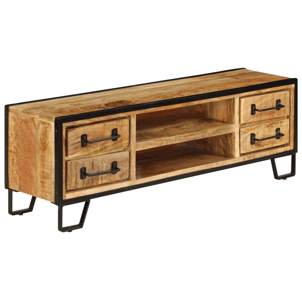 Meuble TV avec tiroirs 120x30x40 cm en bois de manguier massif