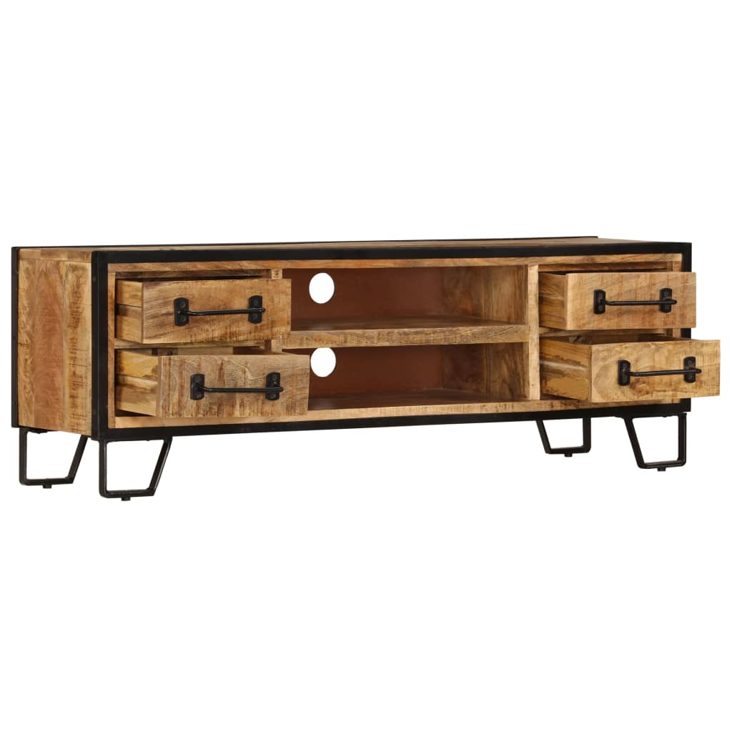Meuble TV avec tiroirs 120x30x40 cm en bois de manguier massif