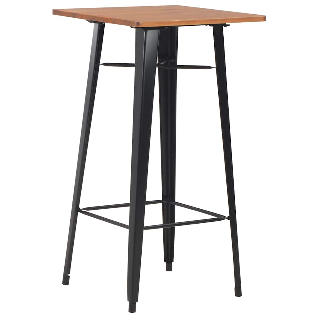 Bartisch Schwarz 60×60×108 cm Kiefer Massivholz und Stahl