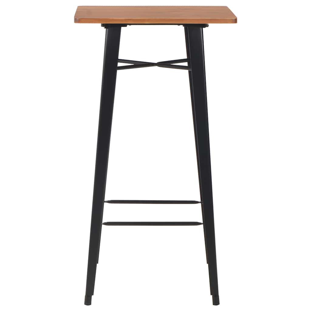 Bartisch Schwarz 60×60×108 cm Kiefer Massivholz und Stahl