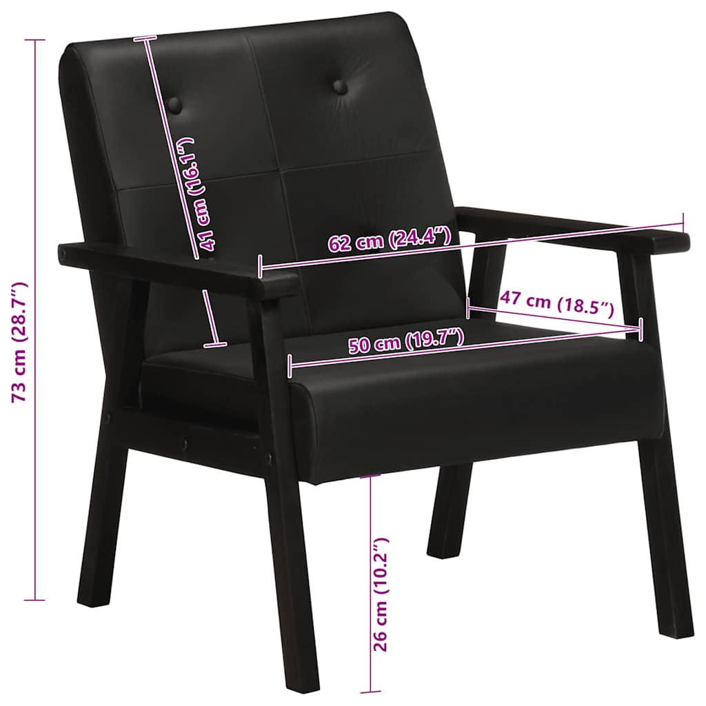 Sessel Schwarz Echtleder