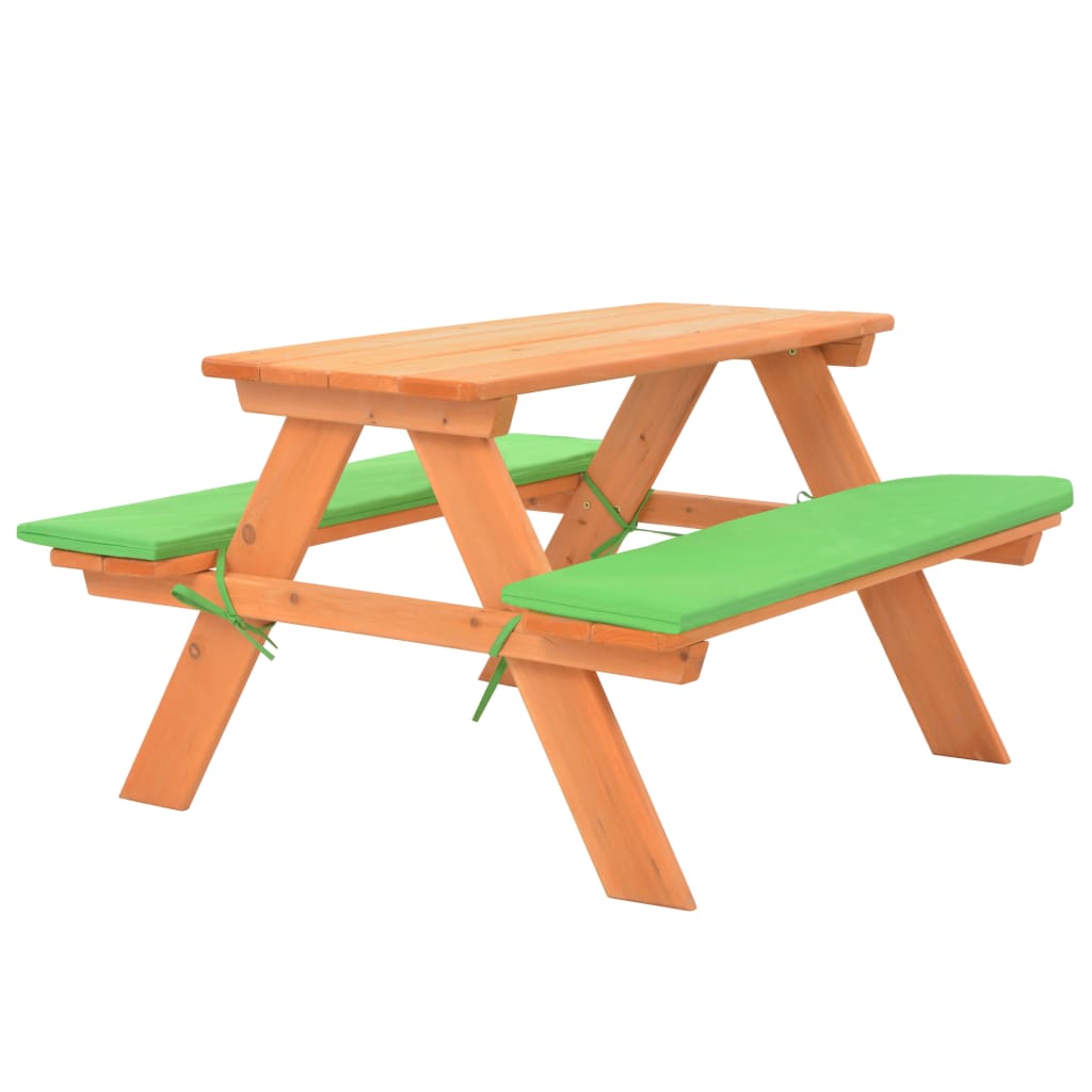 Table de pique-nique pour enfants avec bancs 89×79×50 cm en bois de sapin massif